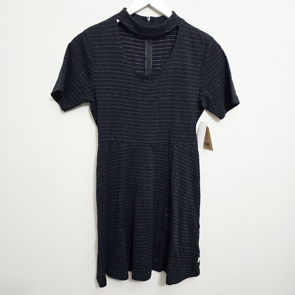 NEW Vans Black And Rainbow Striped Skater Dress Kiss Kiss Lurez Size Small NWT - Picture 1 of 5